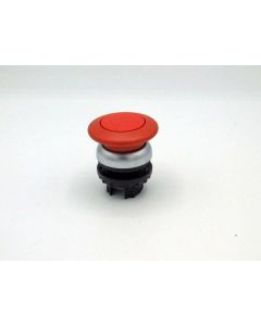 PULSANTE A FUNGO M22-DRP-R fungo permanente rosso senza scritta, Anello frontale colore titanio COD. 216745